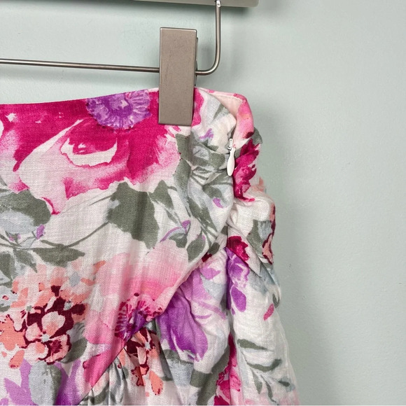 Express High Waisted Floral Asymmetrical Ruffle Mini Skirt - Picture 6 of 9